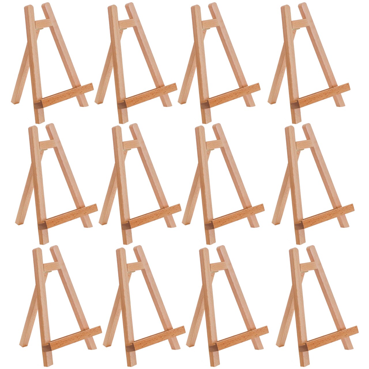 10.5" Small Wooden Tabletop Easel (12 Pack) for Painting and Display Stand - A-Frame Table Top Easel, Canvas Holder